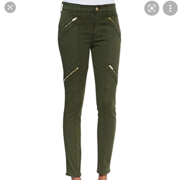 7 For All Mankind Pants - 7 For All Man Kind Green Moto Pants Zip
